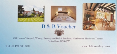 B & B Gift Voucher For Two ~ POSTAL VOUCHER ONLY